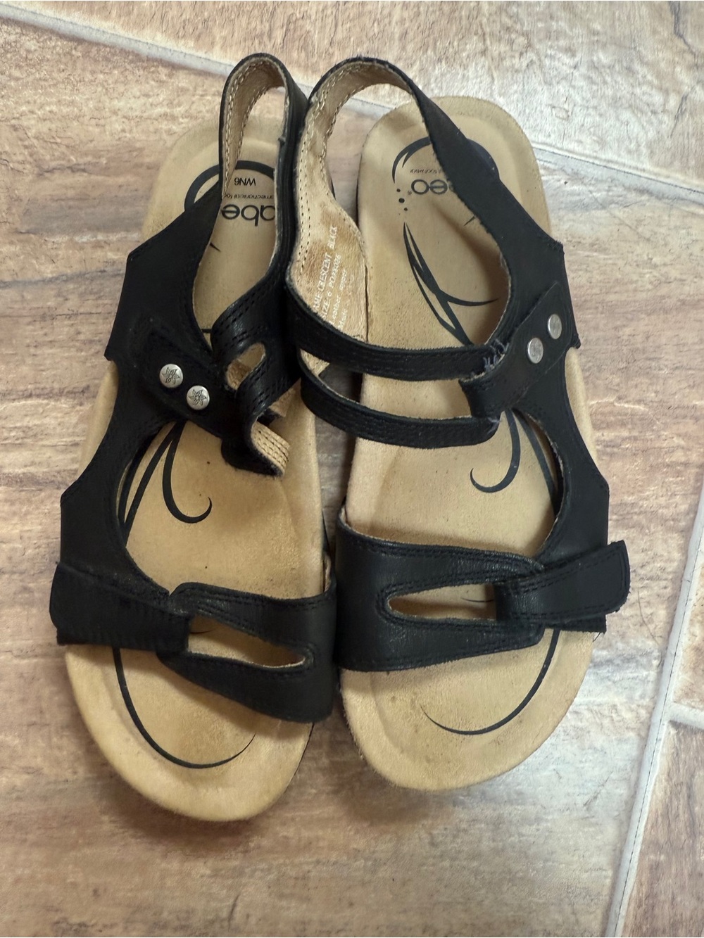 Abeo Black Strappy Slingback Sandals Women’s Sz 6 Shoe Open Toe